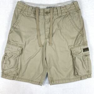 VTG Aeropostale Mens 33 Beige Khaki Paratrooper Baggy Grunge Cargo Shorts Y2K